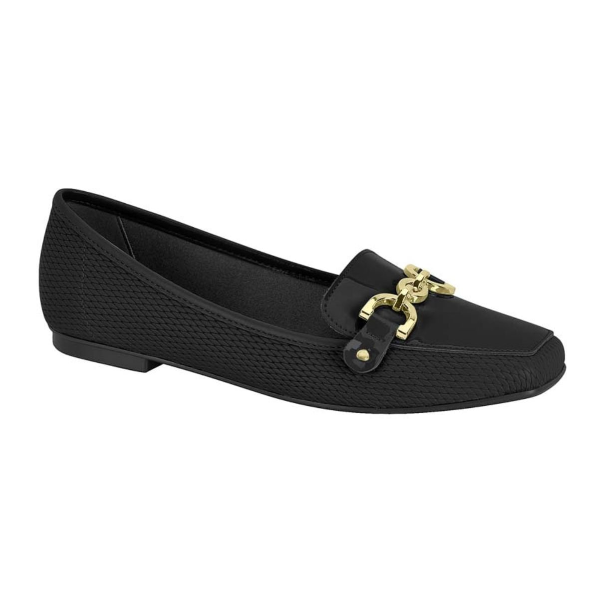 Sapato Feminino Mocassim Moleca Preto Preto 1