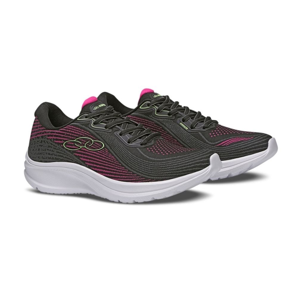Tênis Running Feminino Vibracão Olympikus Preto E Rosa Preto 1
