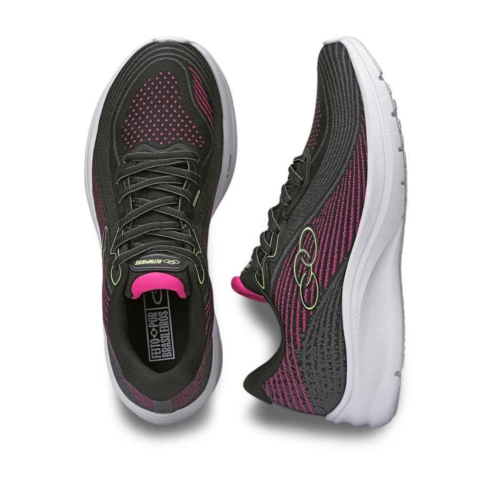 Tênis Running Feminino Vibracão Olympikus Preto E Rosa Preto 2