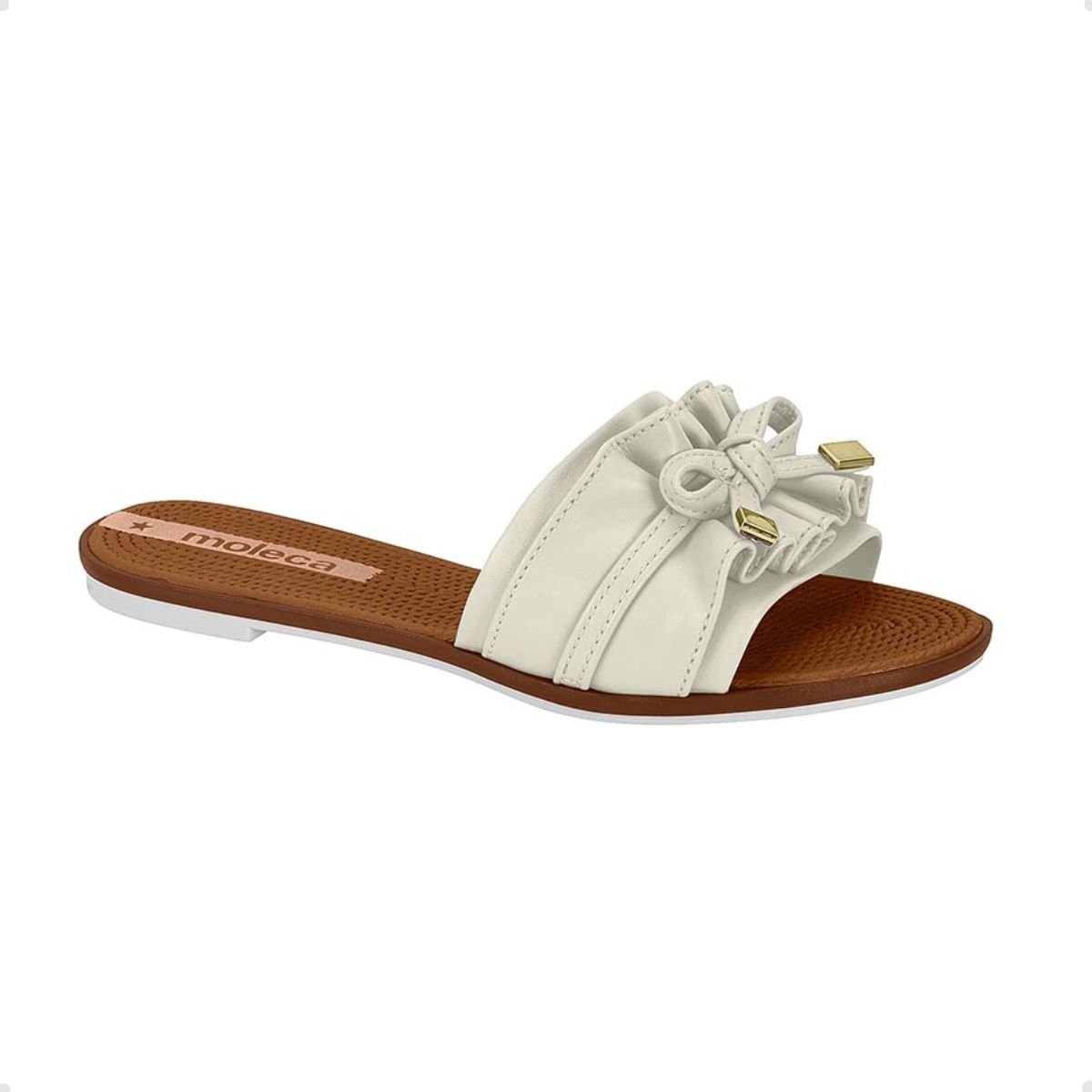 Tamanco Feminino Rasteiro Moleca Off White Branco 2