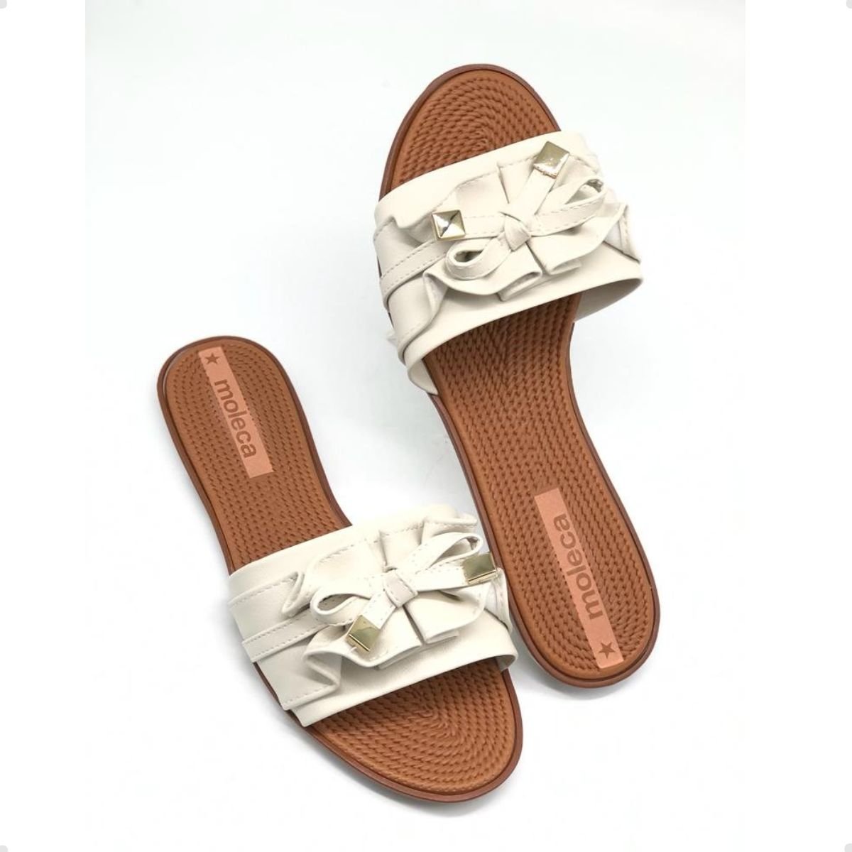 Tamanco Feminino Rasteiro Moleca Off White Branco 4