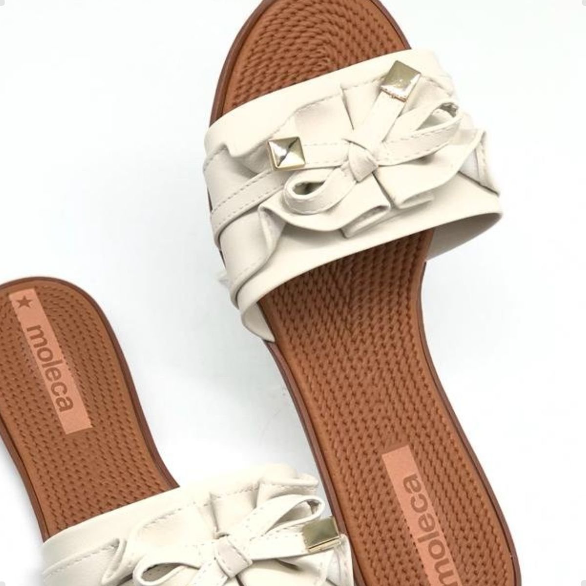 Tamanco Feminino Rasteiro Moleca Off White Branco 5