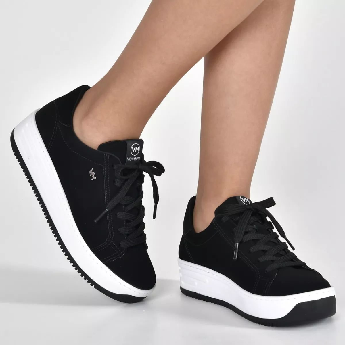 Tênis Moda Feminino Via Marte Preto Preto 3