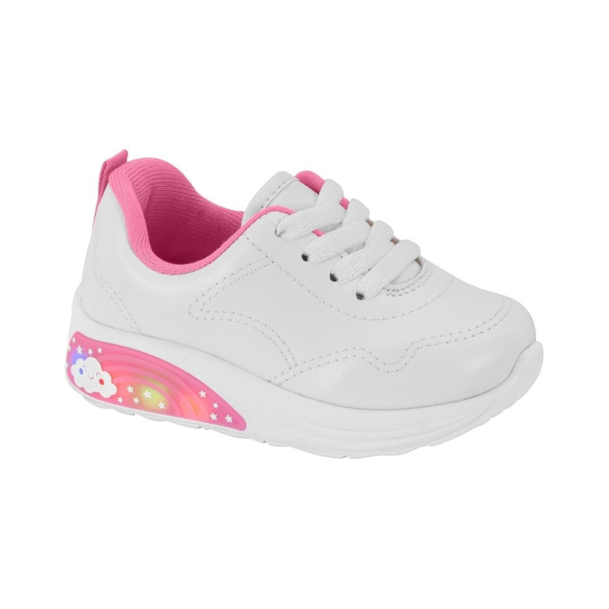 Tênis Running Infantil Molekinha Branco E Rosa Branco 1