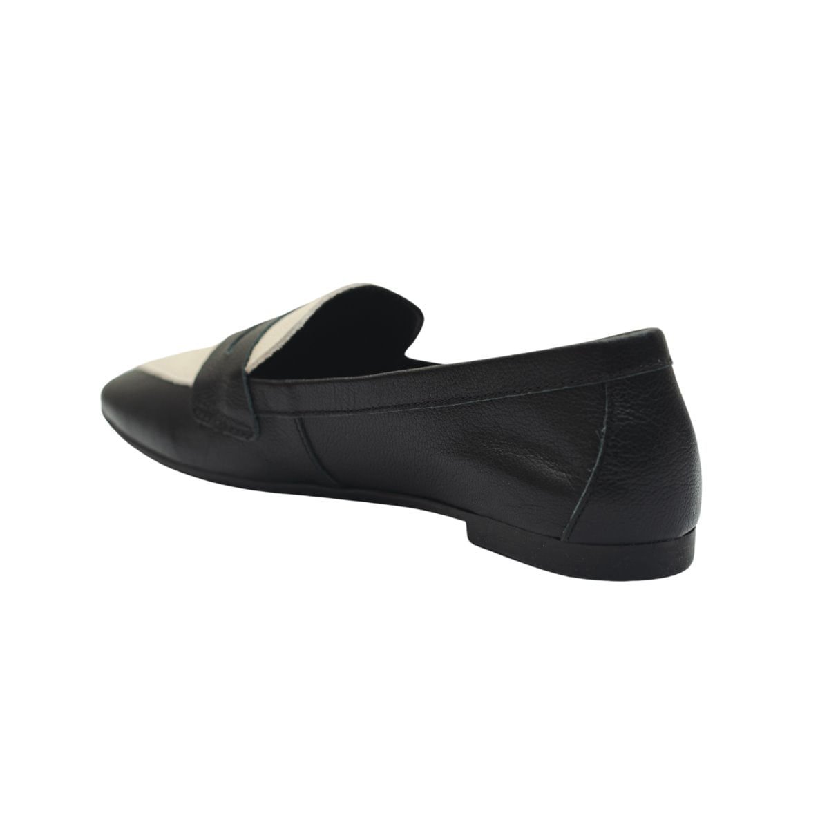 Sapato Mocassim Elegance Couro Dayane Magalhães Preto E Off White Preto 4