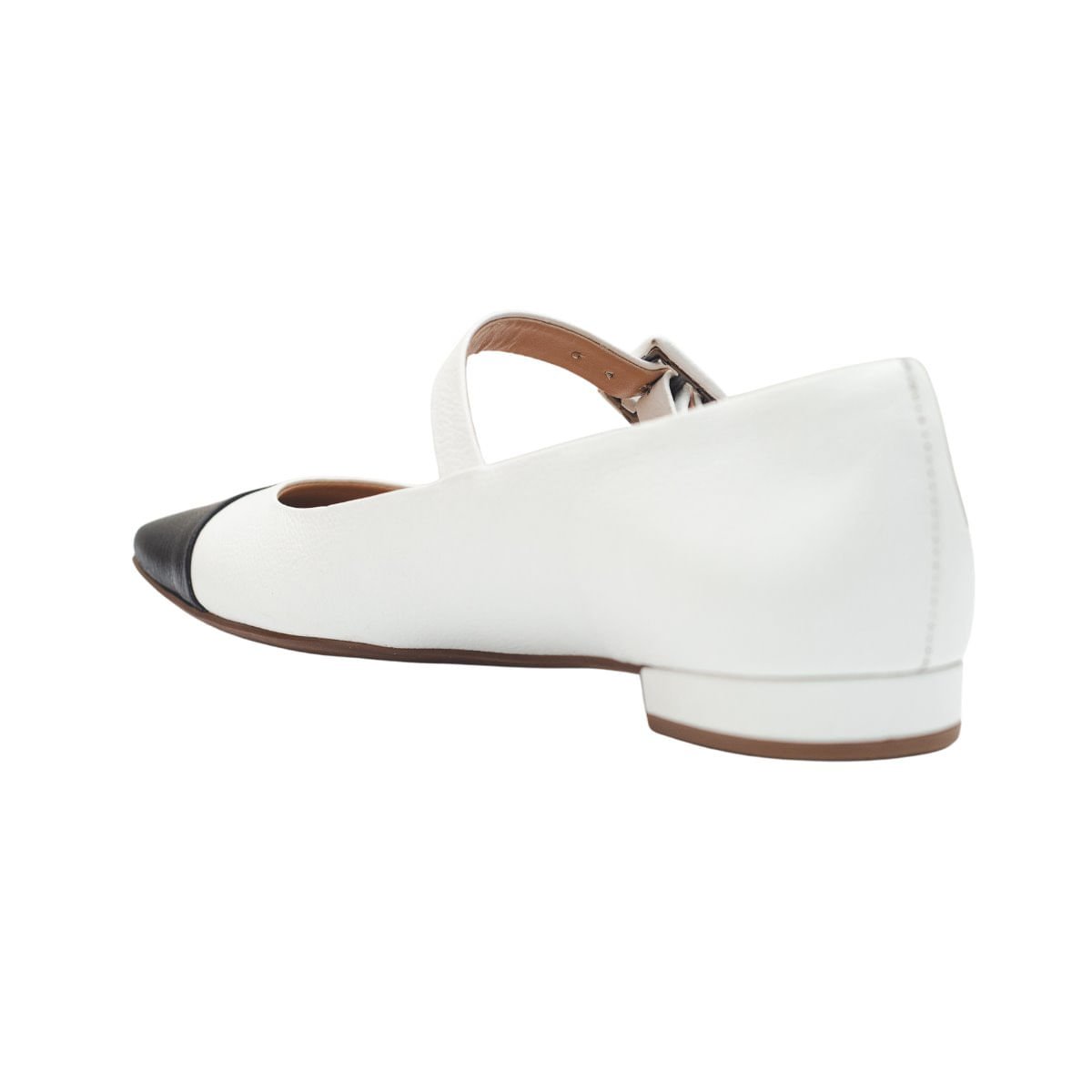 Sapatilha Boneca Vintage Bico Quadrado Dayane Magalhães Branca E Preta Branco 5