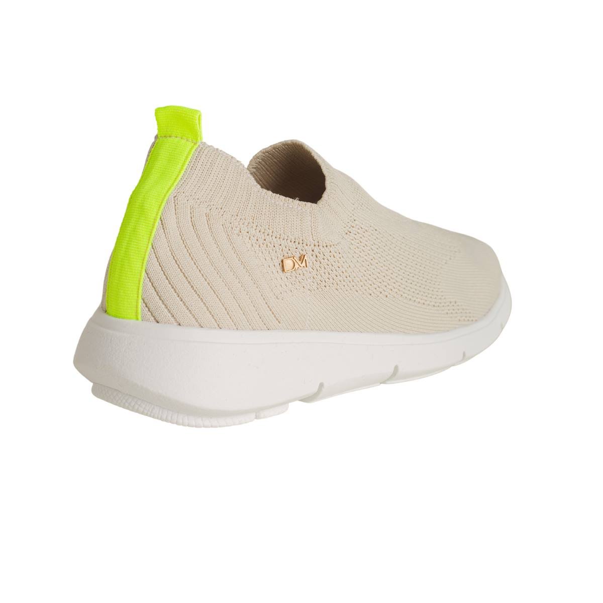 Tênis Slip On Knit Vivacity Dayane Magalhães Baunilha E Verde Lima Bege 2