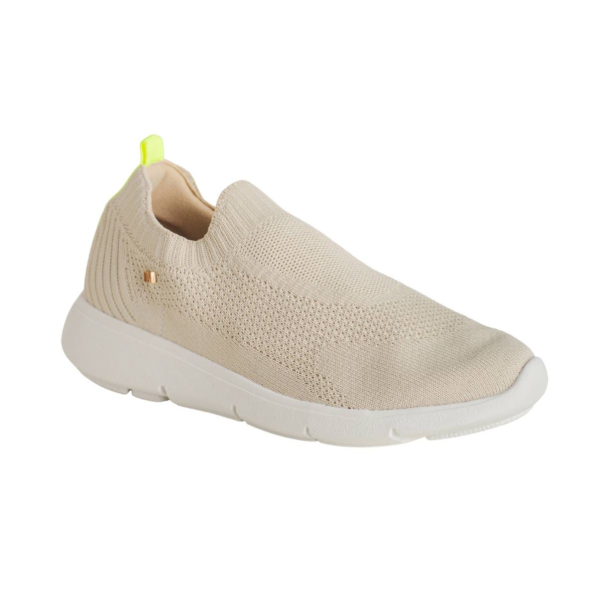 Tênis Slip On Knit Vivacity Dayane Magalhães Baunilha E Verde Lima Bege 4