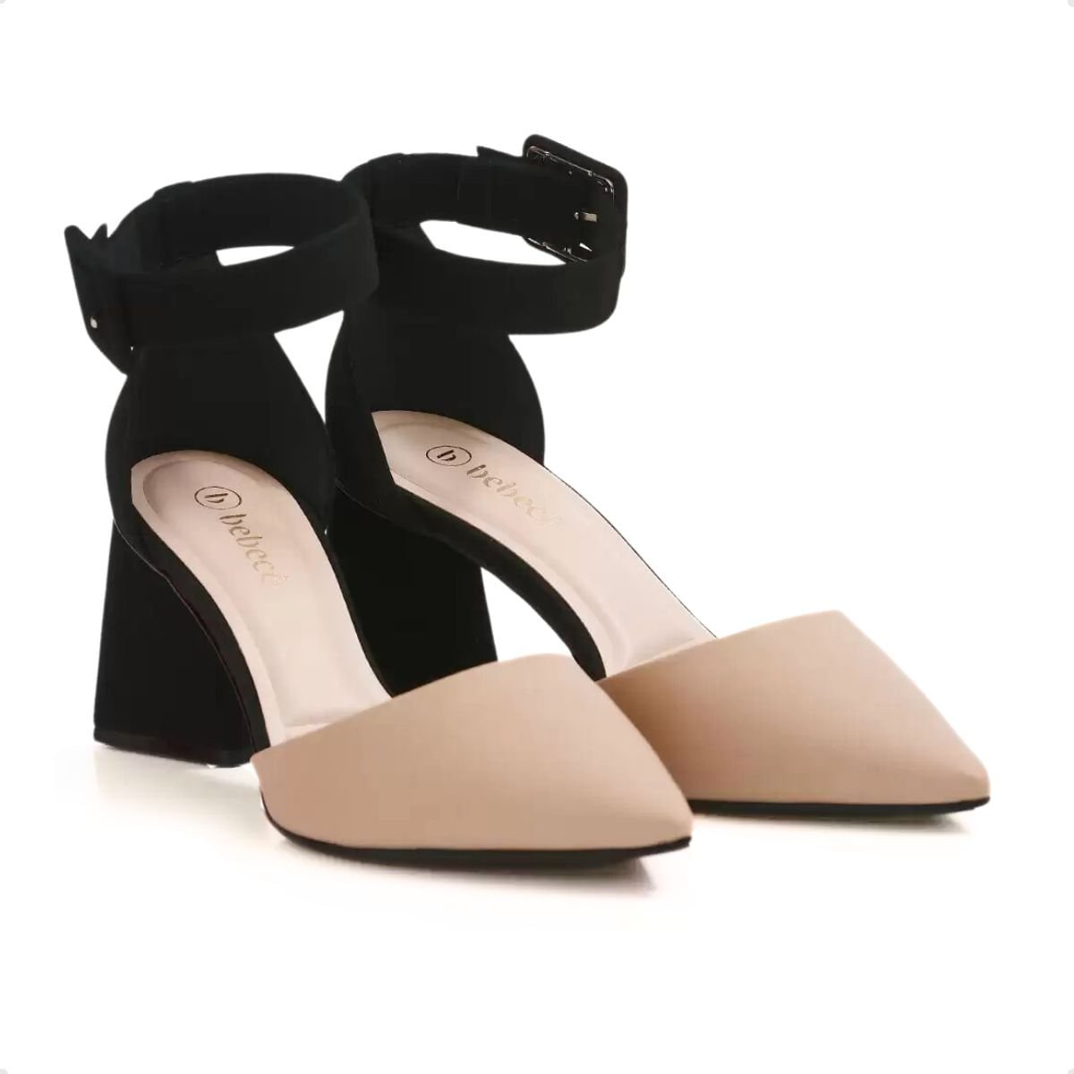 Sapato Feminino Salto Médio Bebece Preto E Bege Bege/Preto 2