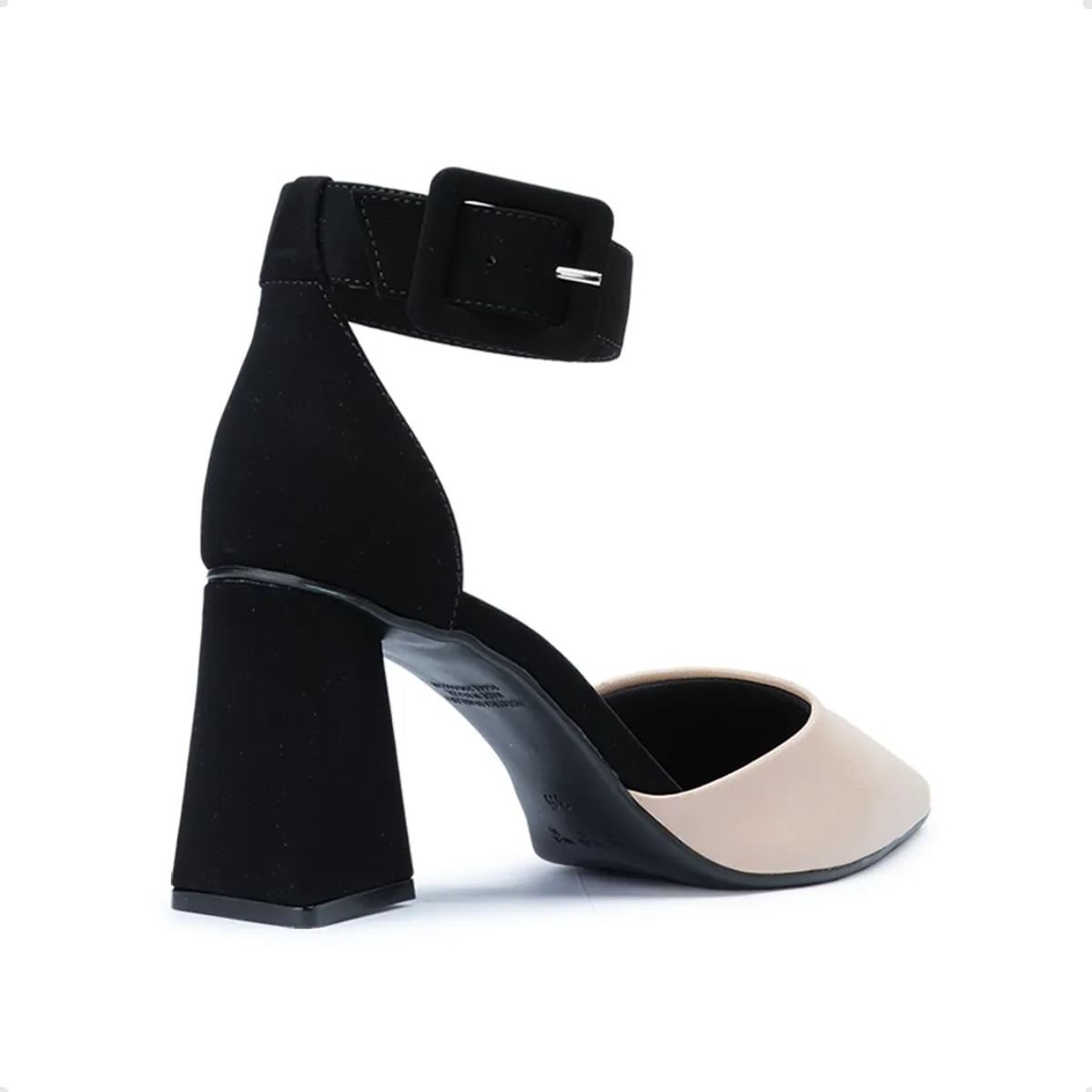 Sapato Feminino Salto Médio Bebece Preto E Bege Bege/Preto 4
