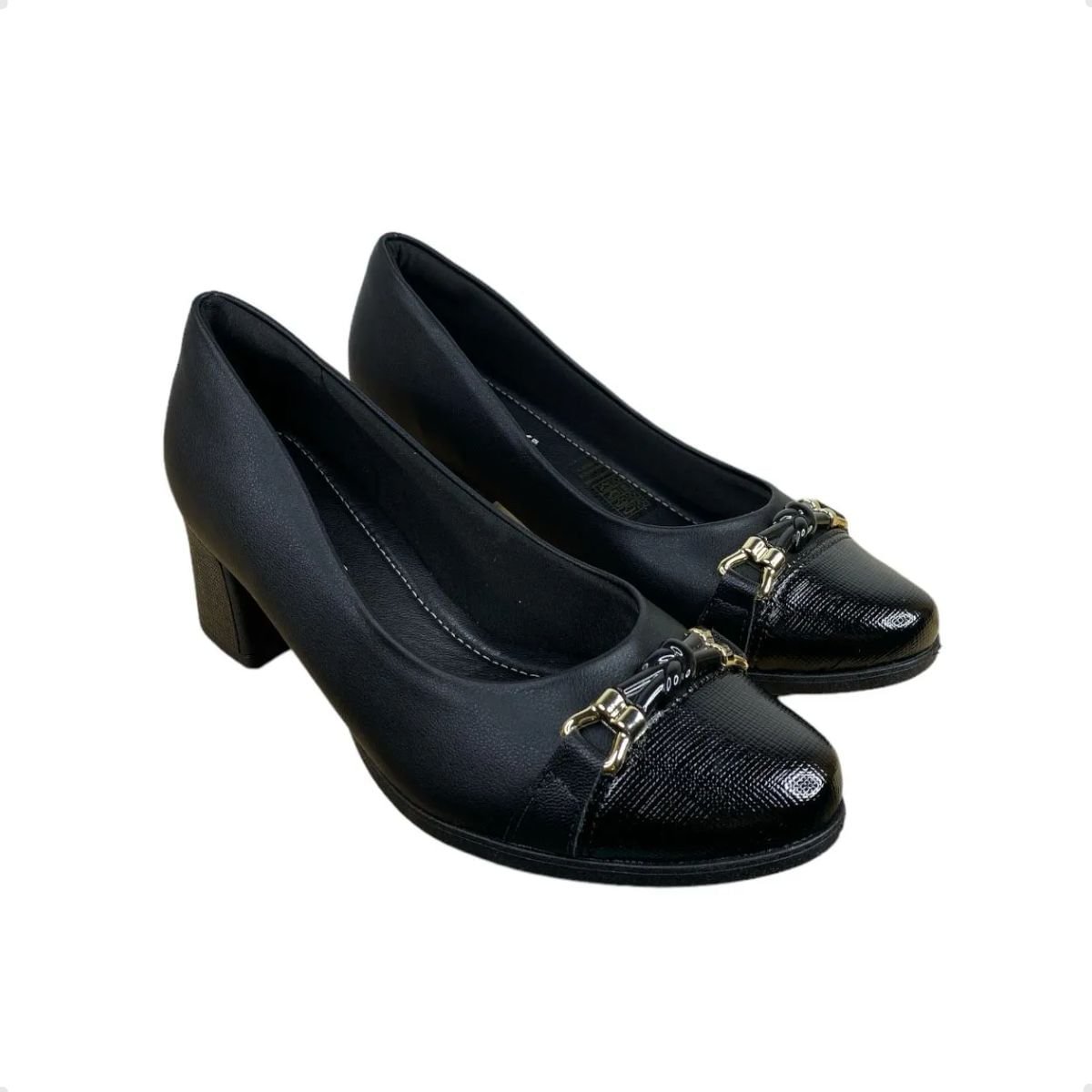 Sapato Feminino Salto Médio Grosso Piccadilly Preto Preto 2