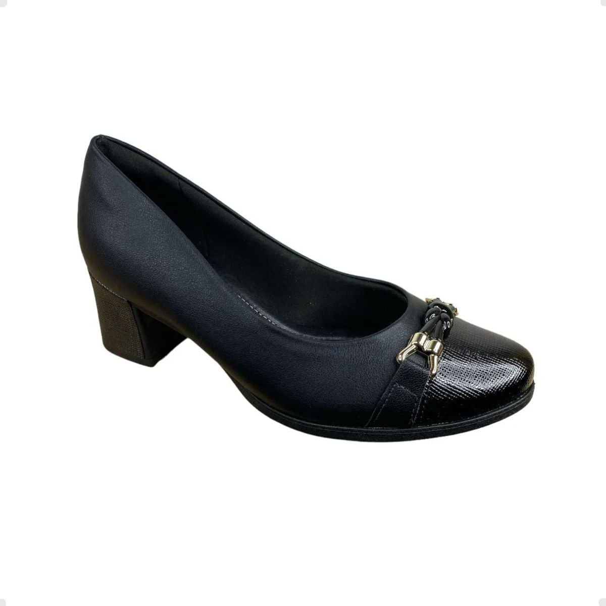 Sapato Feminino Salto Médio Grosso Piccadilly Preto Preto 3