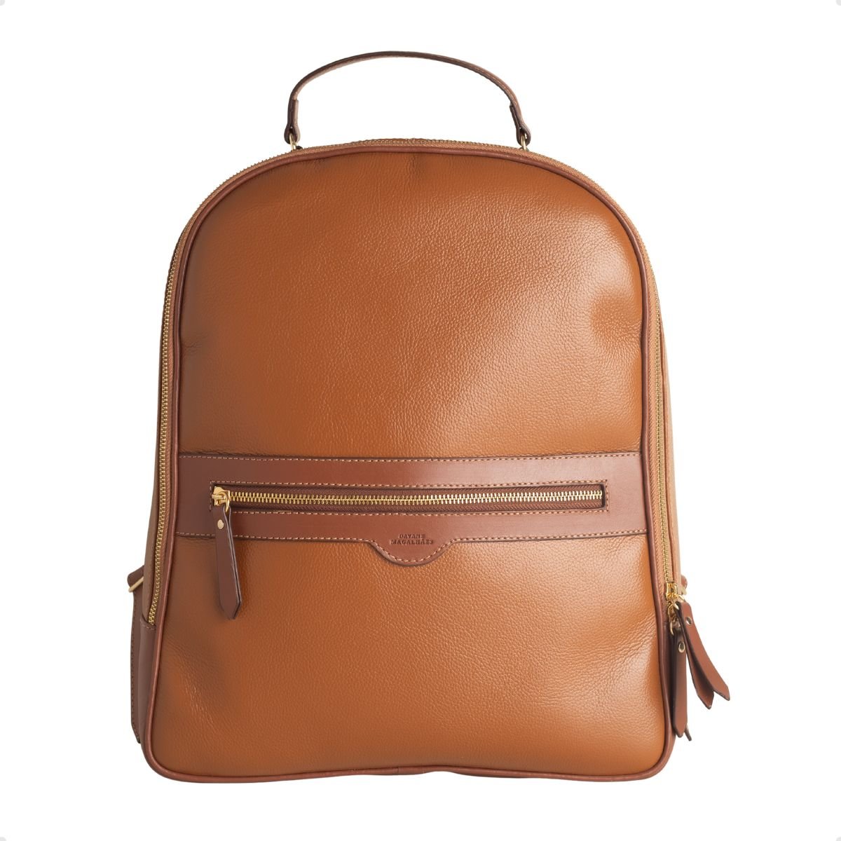 Mochila Feminina Caramelo De Couro Dayane Magalhães Marrom 1