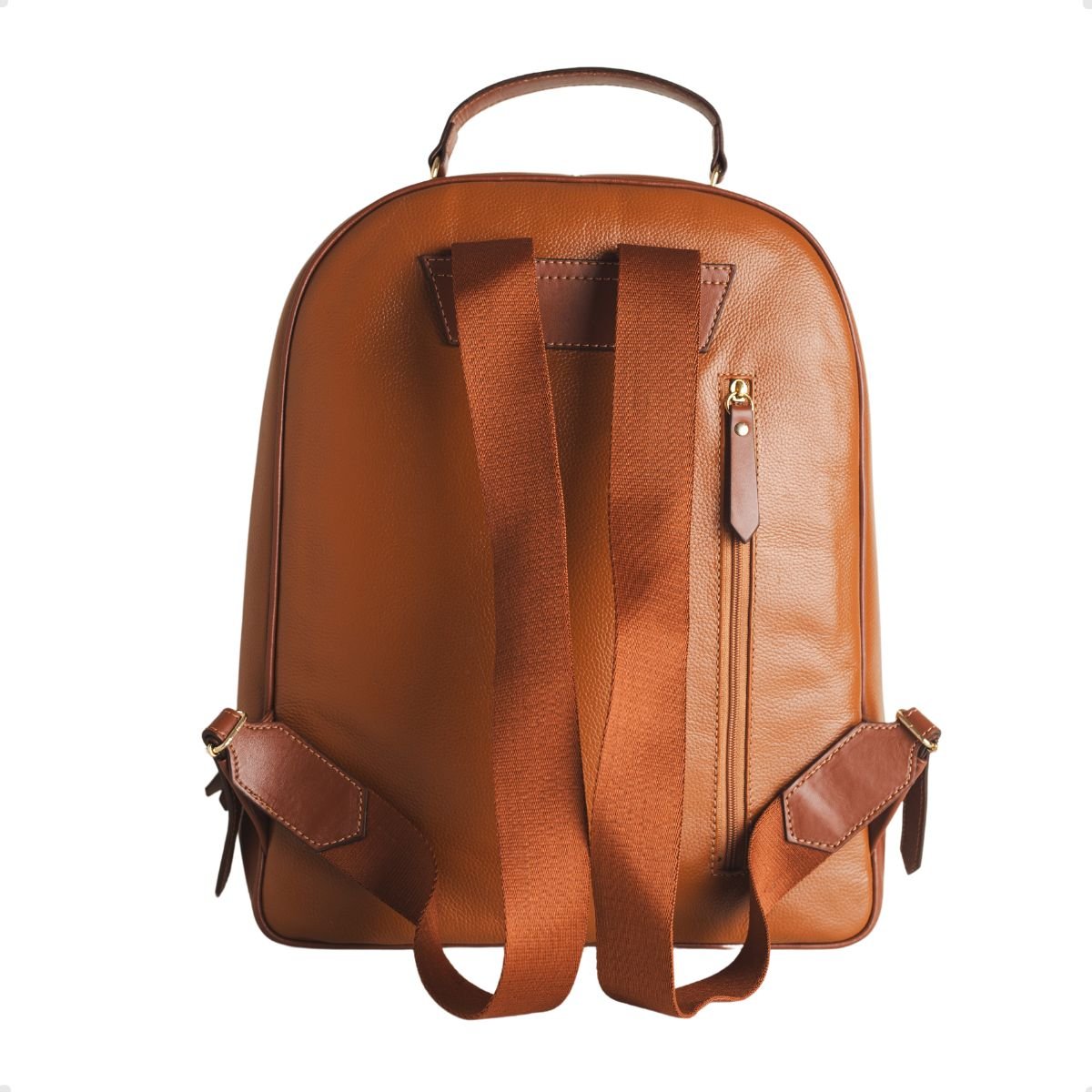 Mochila Feminina Caramelo De Couro Dayane Magalhães Marrom 4