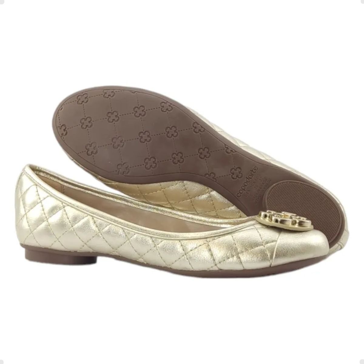 Sapatilha Feminina Bico Redondo Capodarte Dourada Dourado 3