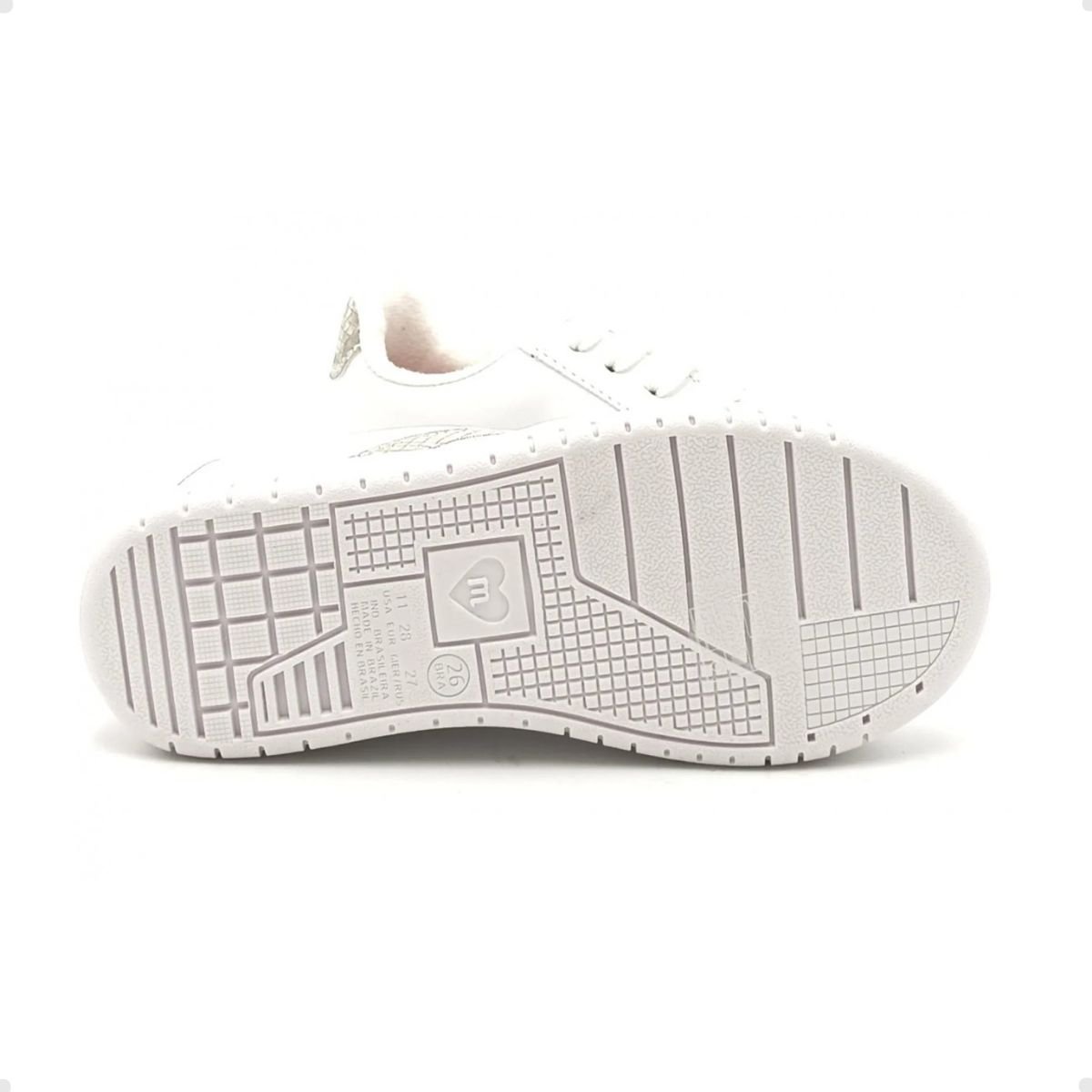 Tênis Casual Infantil Molekinha Branco E Dourado Branco 3