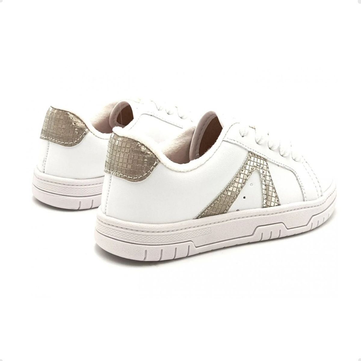 Tênis Casual Infantil Molekinha Branco E Dourado Branco 4