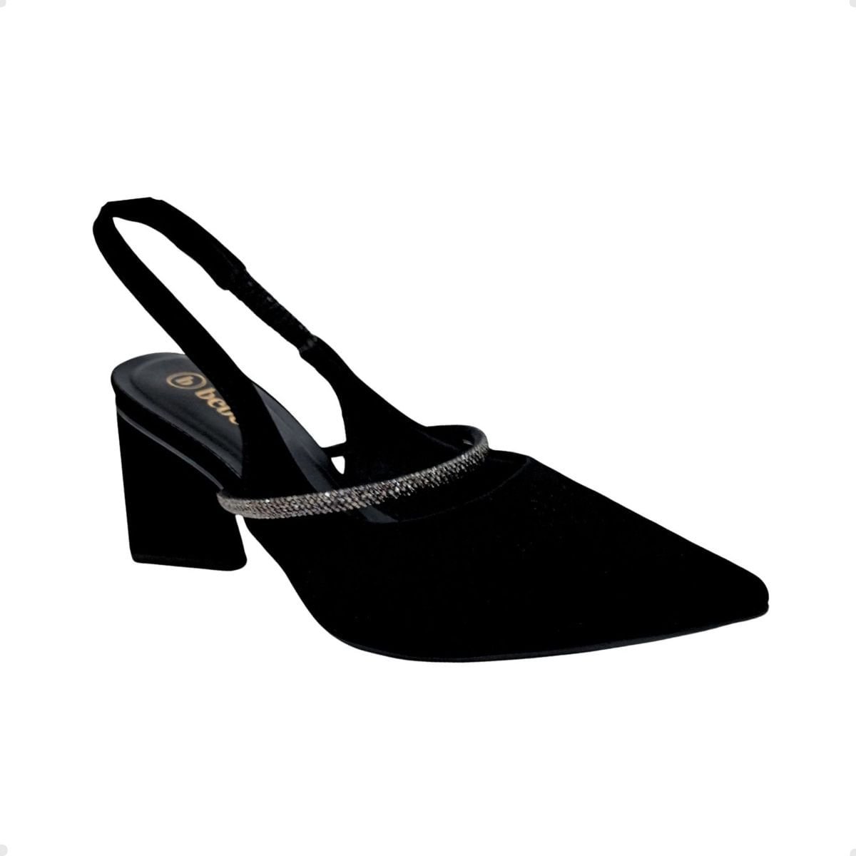 Sapato Feminino Bebecê Sling Back Preto Preto 1