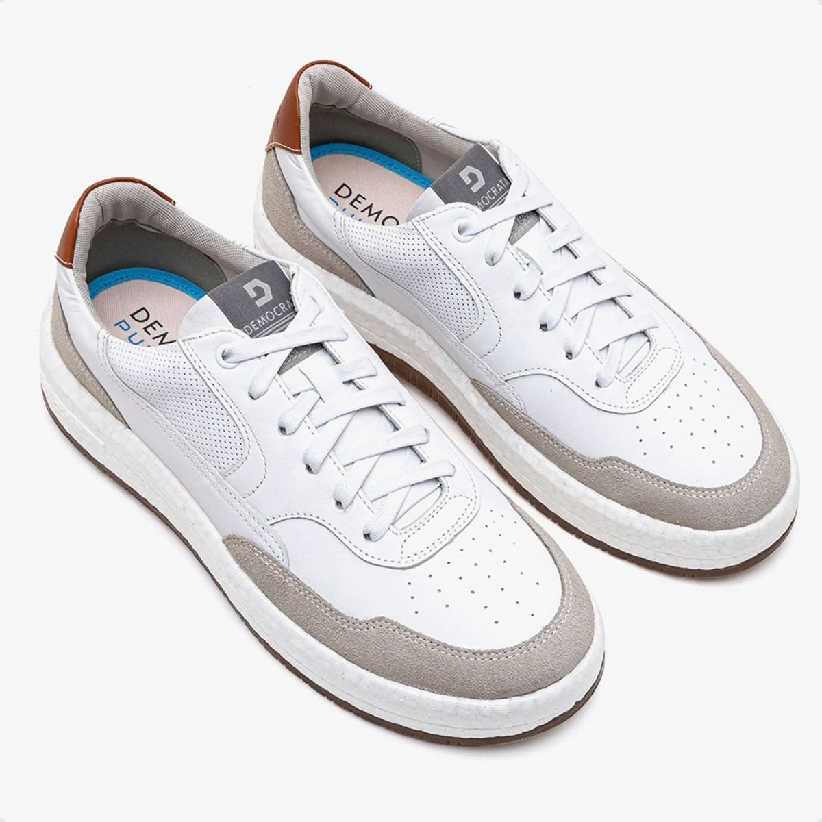 Sapatênis Masculino Democrata Denim Drake Branco Branco 2