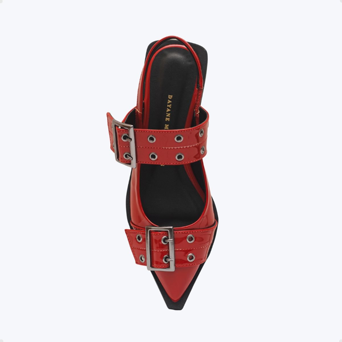 Sapato Slingback Fivelas Dayane Magalhães Vermelho Cherry Vermelho 3
