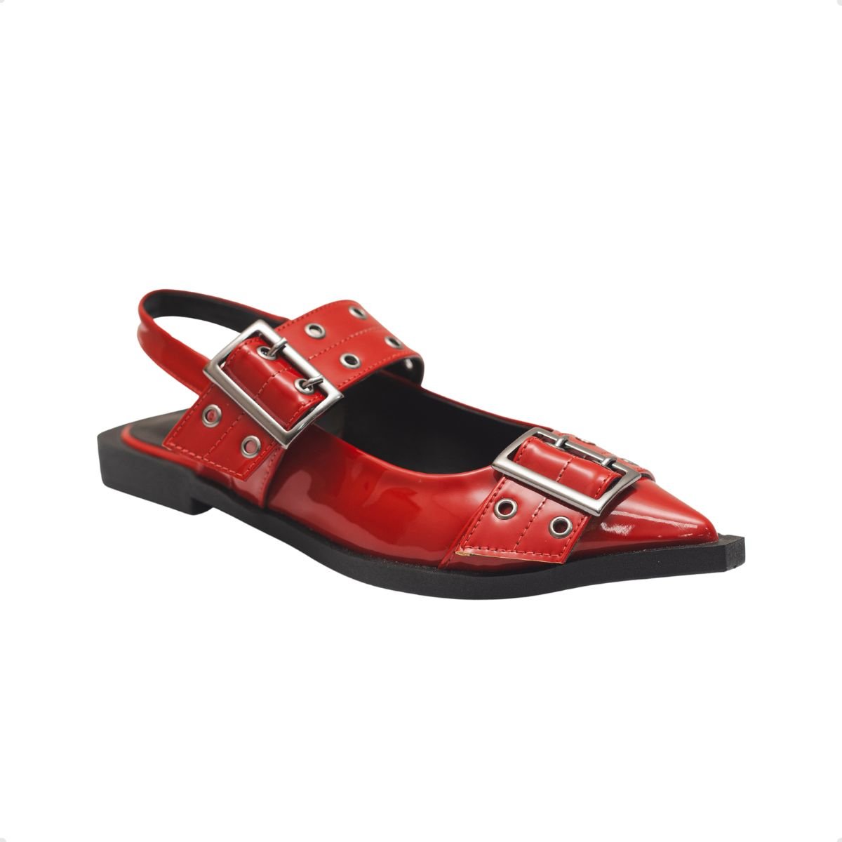 Sapato Slingback Fivelas Dayane Magalhães Vermelho Cherry Vermelho 2