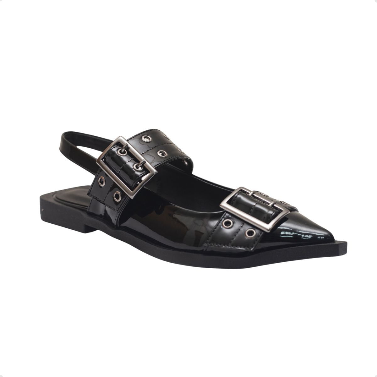 Sapato Slingback Fivelas Elo Dayane Magalhães Preto Preto 5