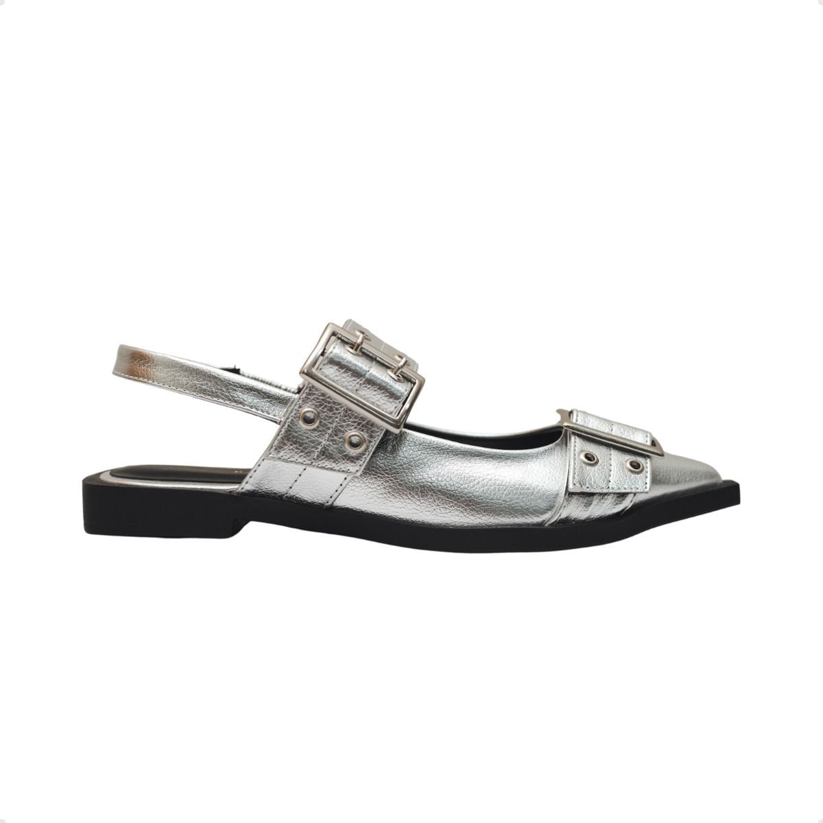 Sapato Slingback Fivelas Elo Dayane Magalhães Prata Prata 1