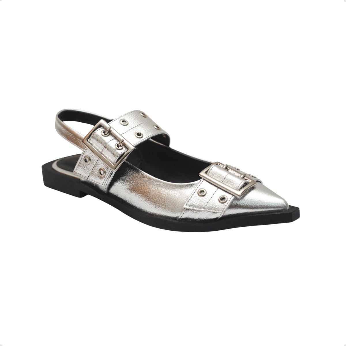 Sapato Slingback Fivelas Elo Dayane Magalhães Prata Prata 2