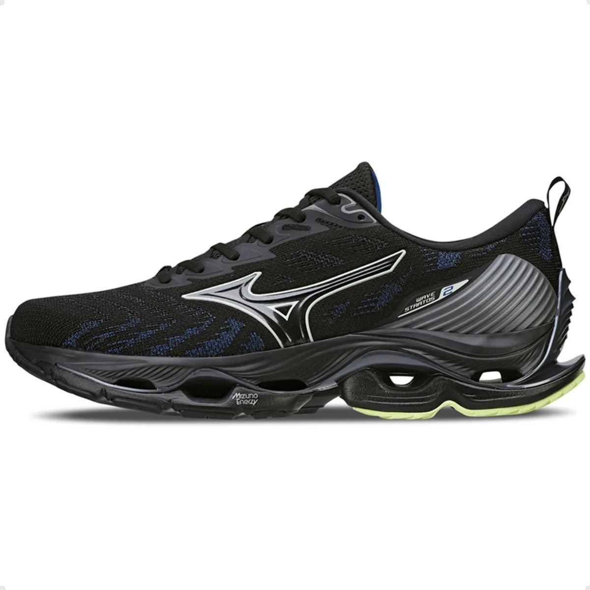 Tenis Running Masculino Mizuno Wave Stratos 2 Preto Preto 4