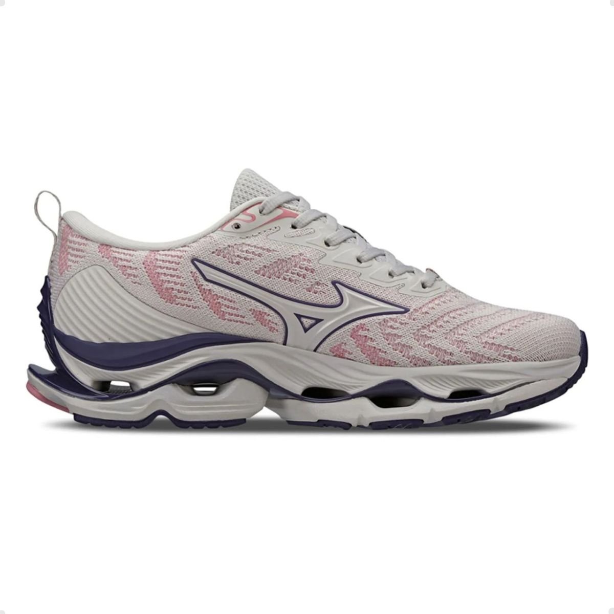 Tênis Running Feminino Mizuno Wave Stratos 2 Cinza Branco 1