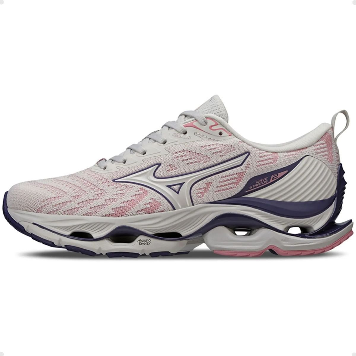 Tênis Running Feminino Mizuno Wave Stratos 2 Cinza Branco 4