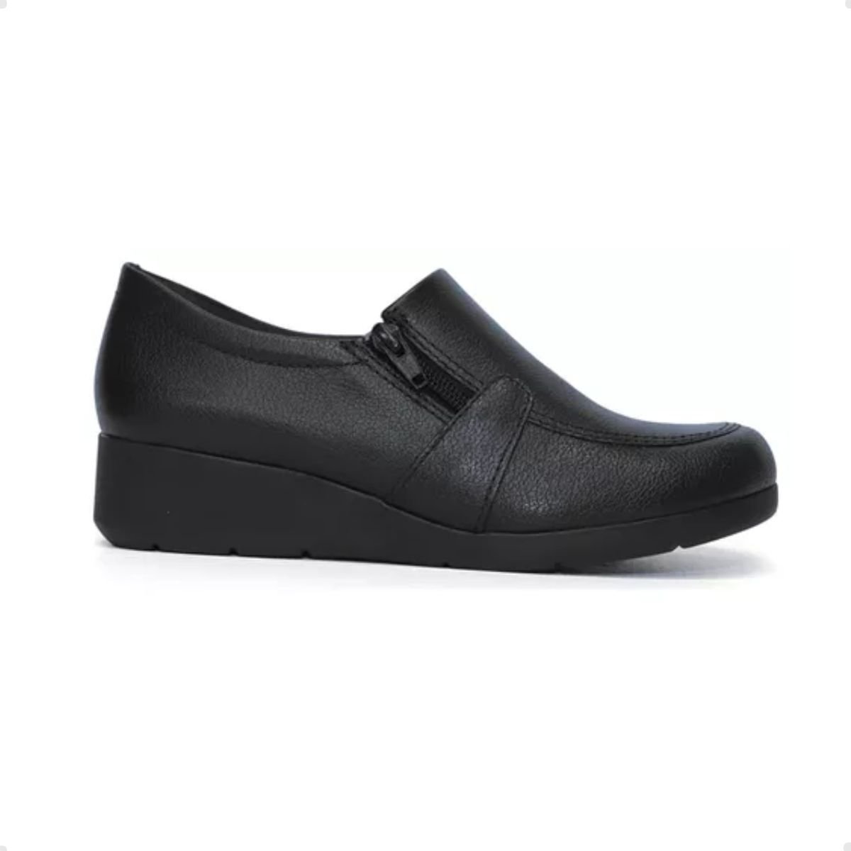 Sapato Feminino Mocassim Anabela Comfortflex Preto Preto 1