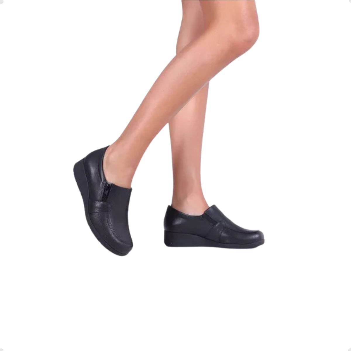 Sapato Feminino Mocassim Anabela Comfortflex Preto Preto 5