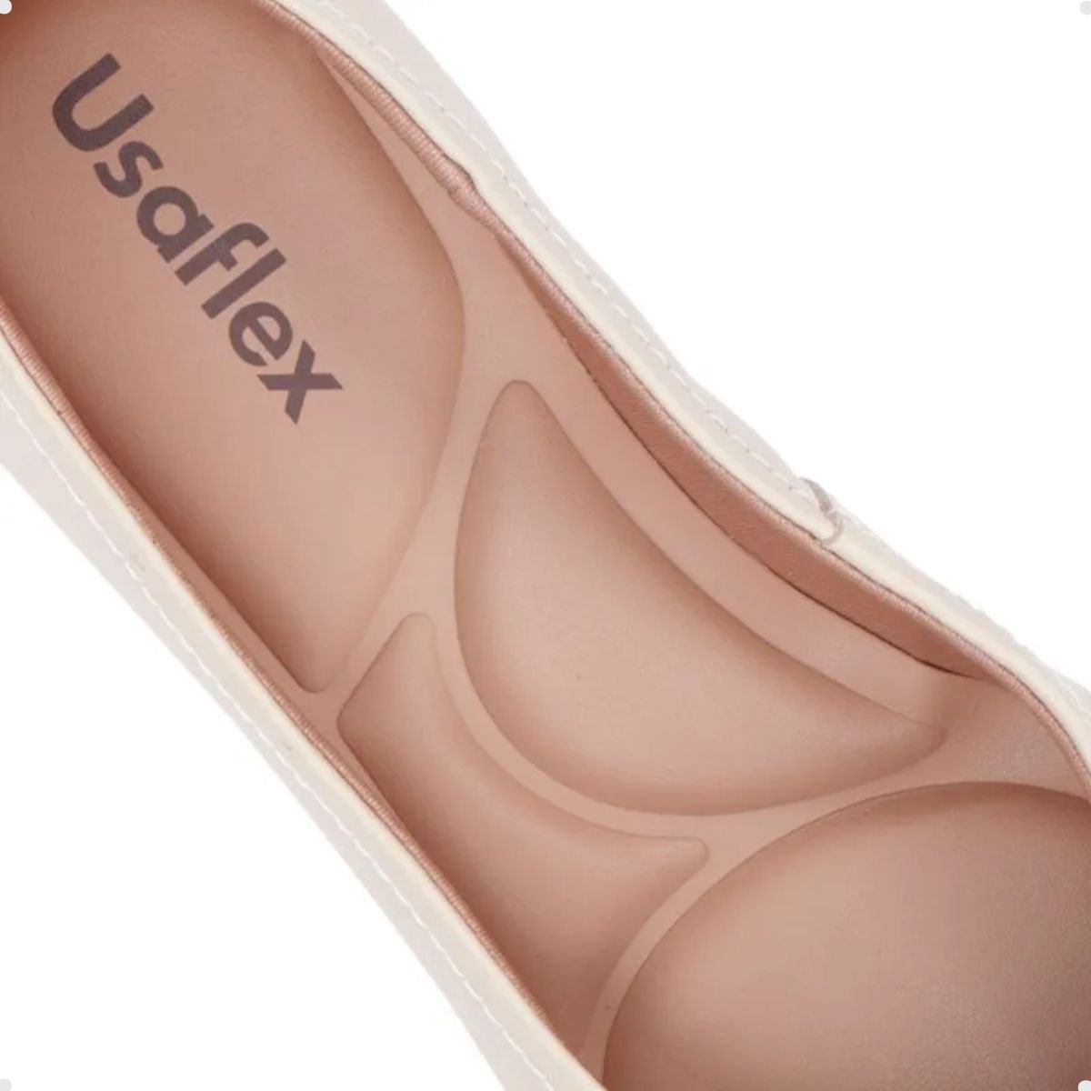 Sapato Feminino Salto Médio Grosso Usaflex Branco Vanilla 3