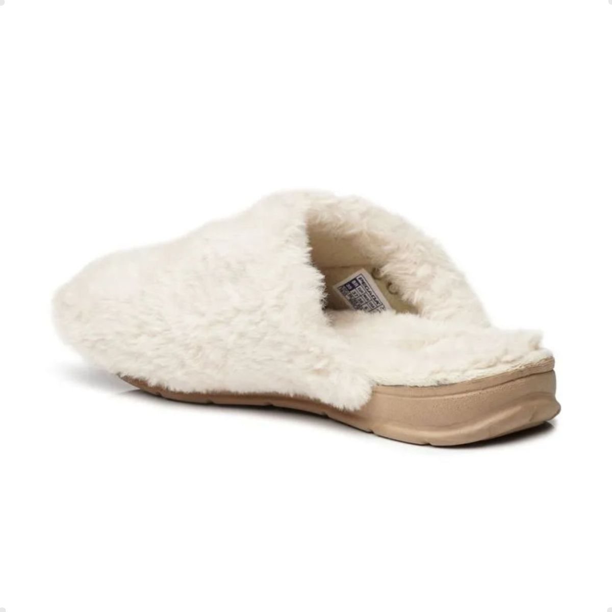 Pantufa Feminina Aberta Pegada Em Tecido Branca Areia 5