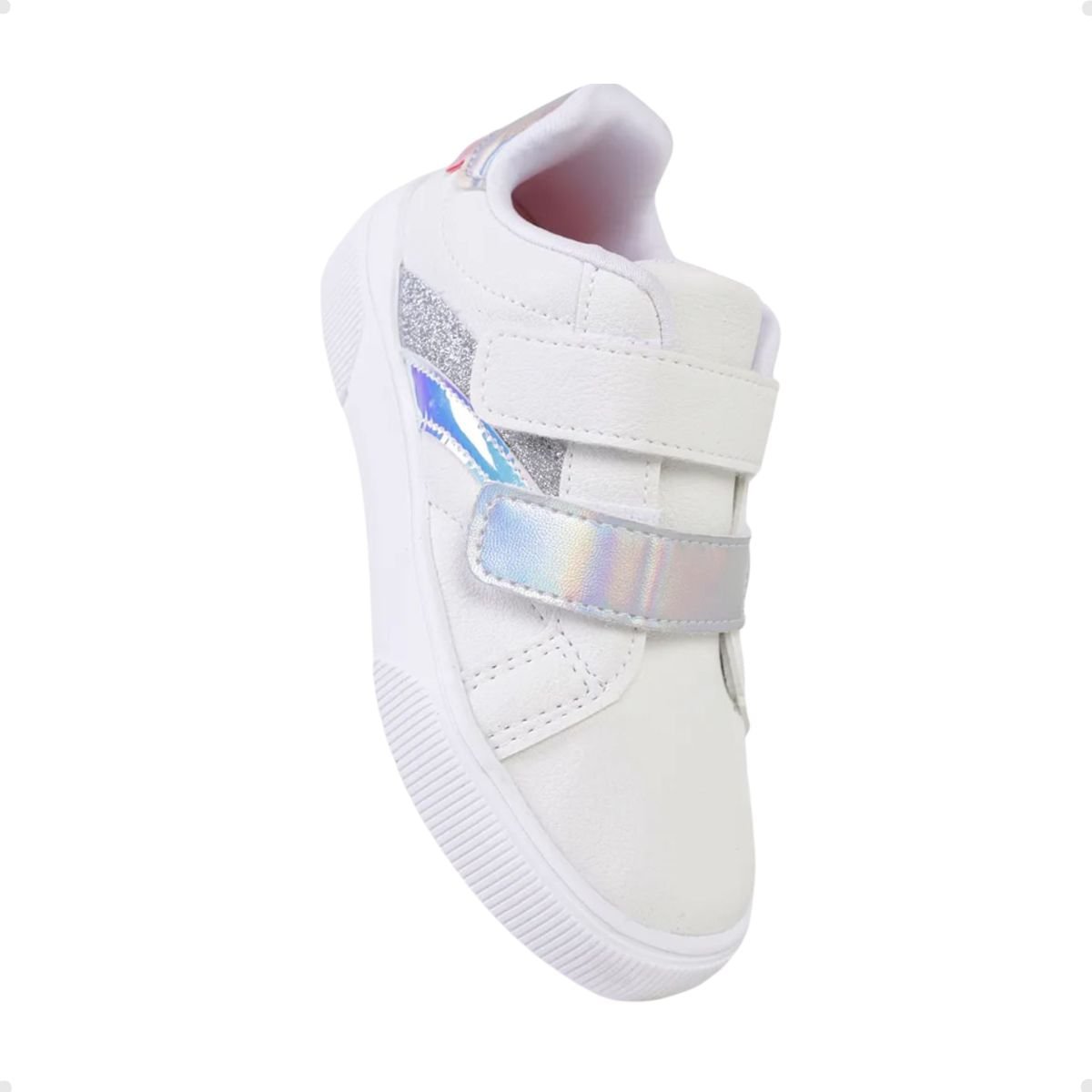 Tênis Casual Infantil Klin Branco E Prata Branco/Prata 2
