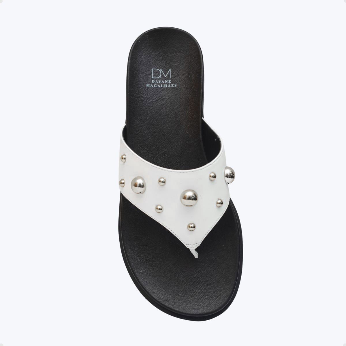 Tamanco Rasteiro Oàsis Ball Dayane Magalhães Preto E Branco Branco 3