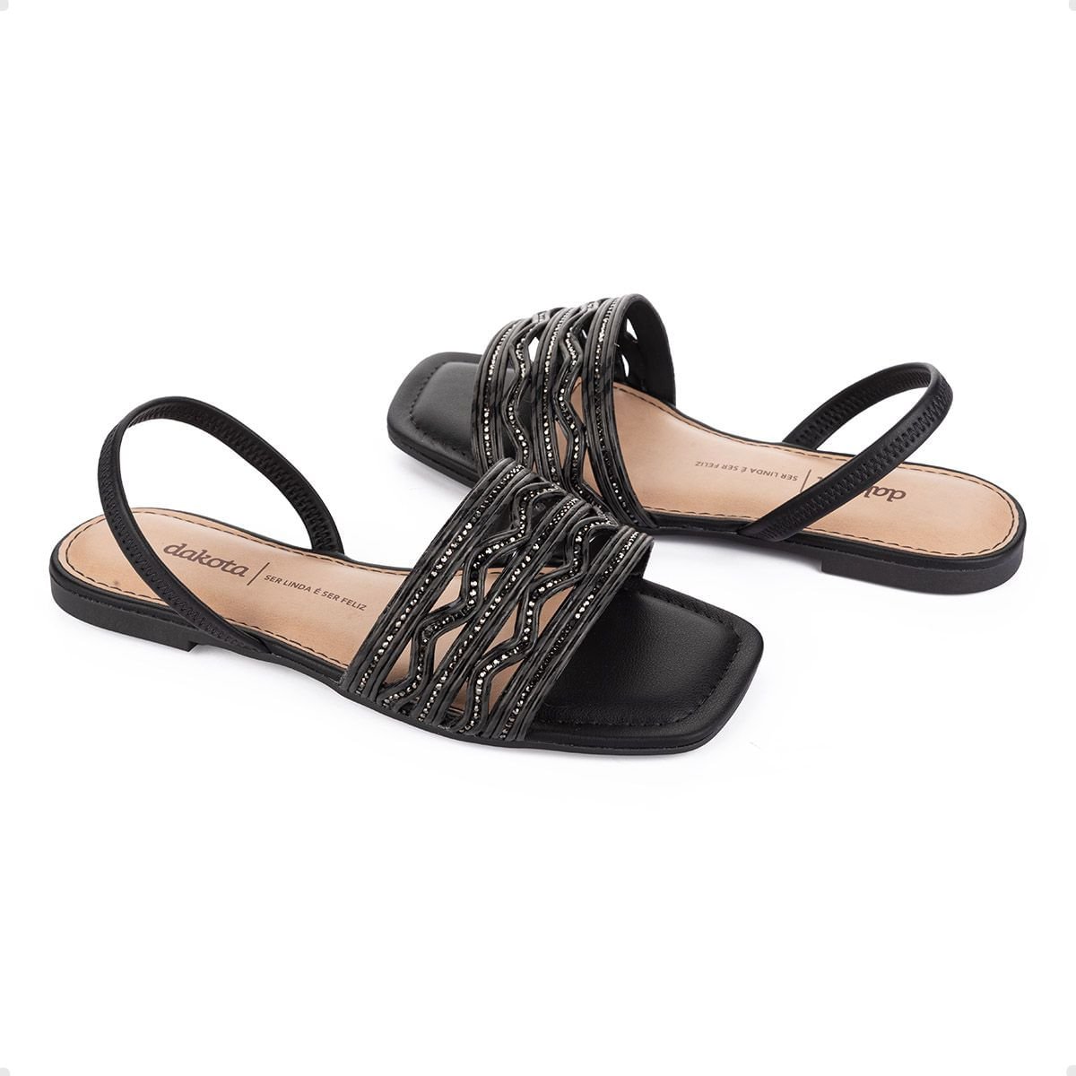 Sandália Feminina Rasteira Dakota Preta Preto 2