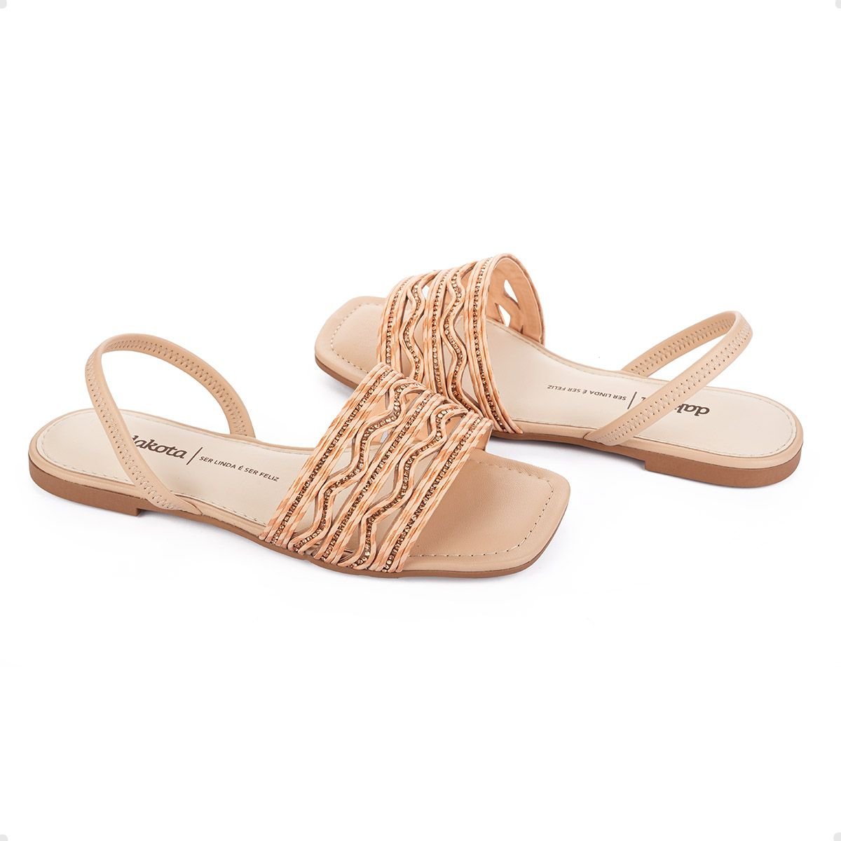 Sandália Feminina Rasteira Dakota Nude Bege 2