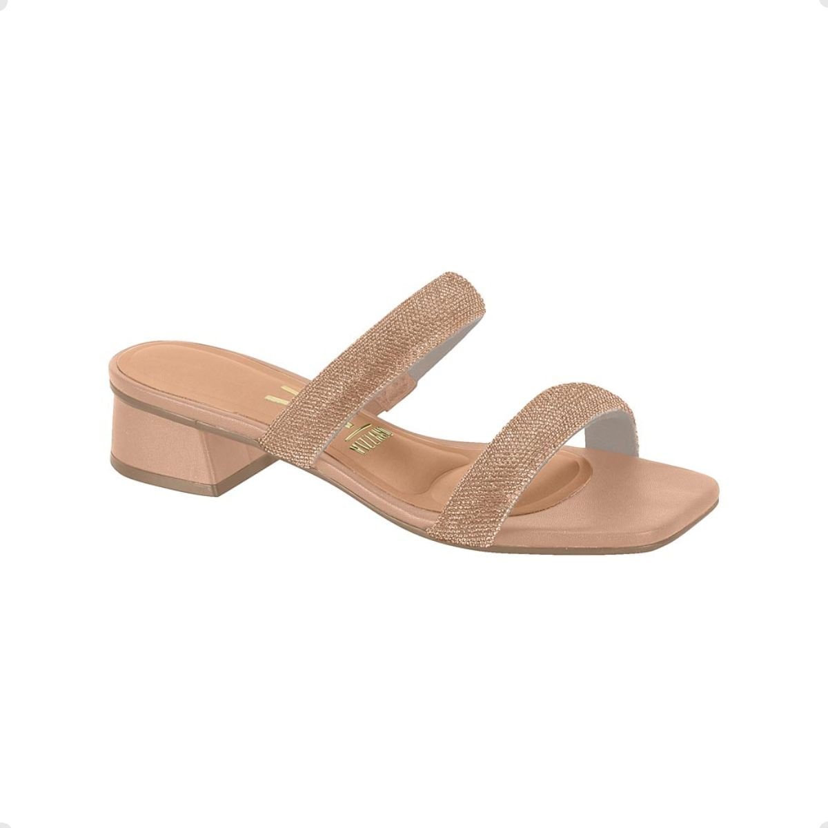 Tamanco Feminino Salto Baixo Vizzano Nude Bege 1