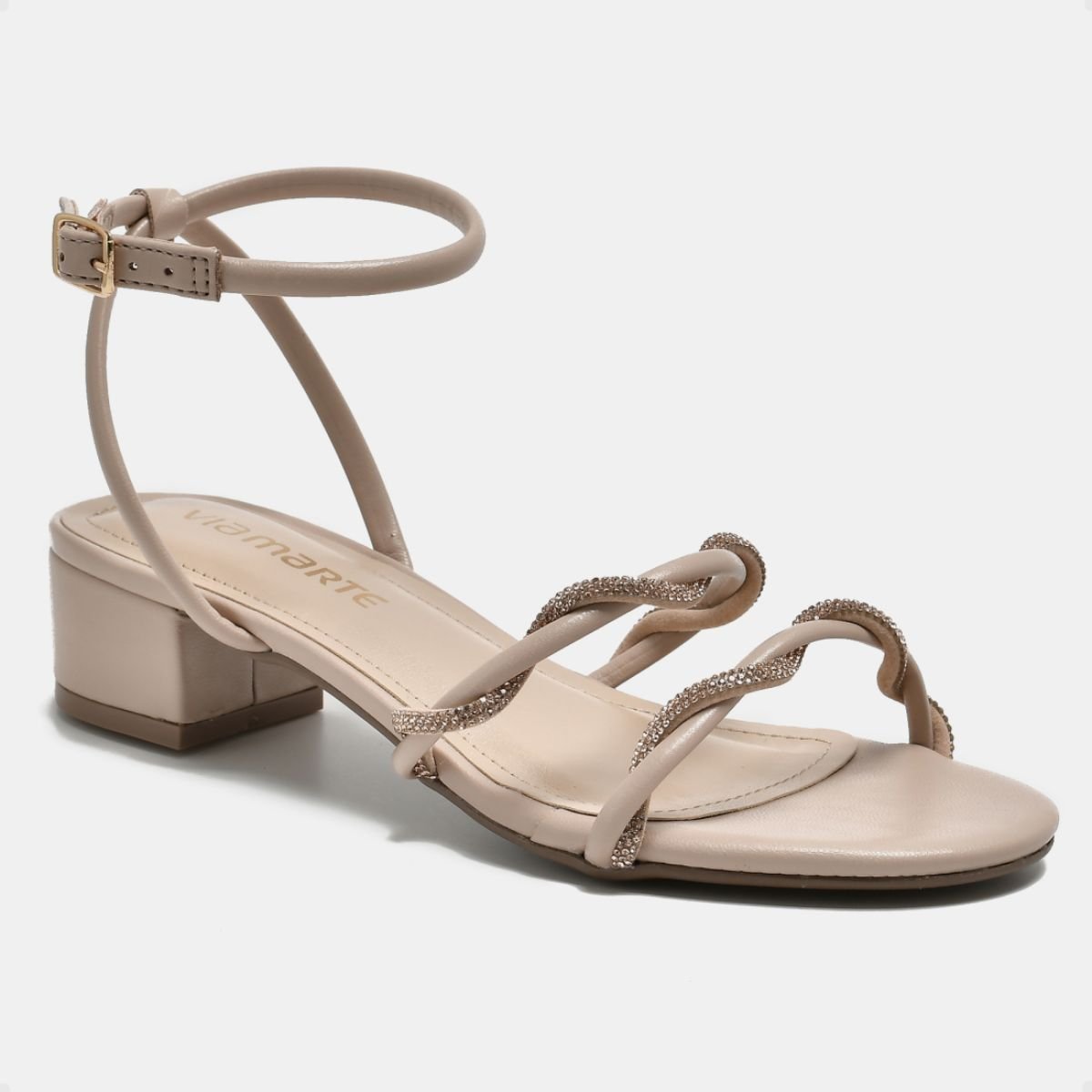 Sandália Feminina Salto Baixo Via Marte Creme Bege 2