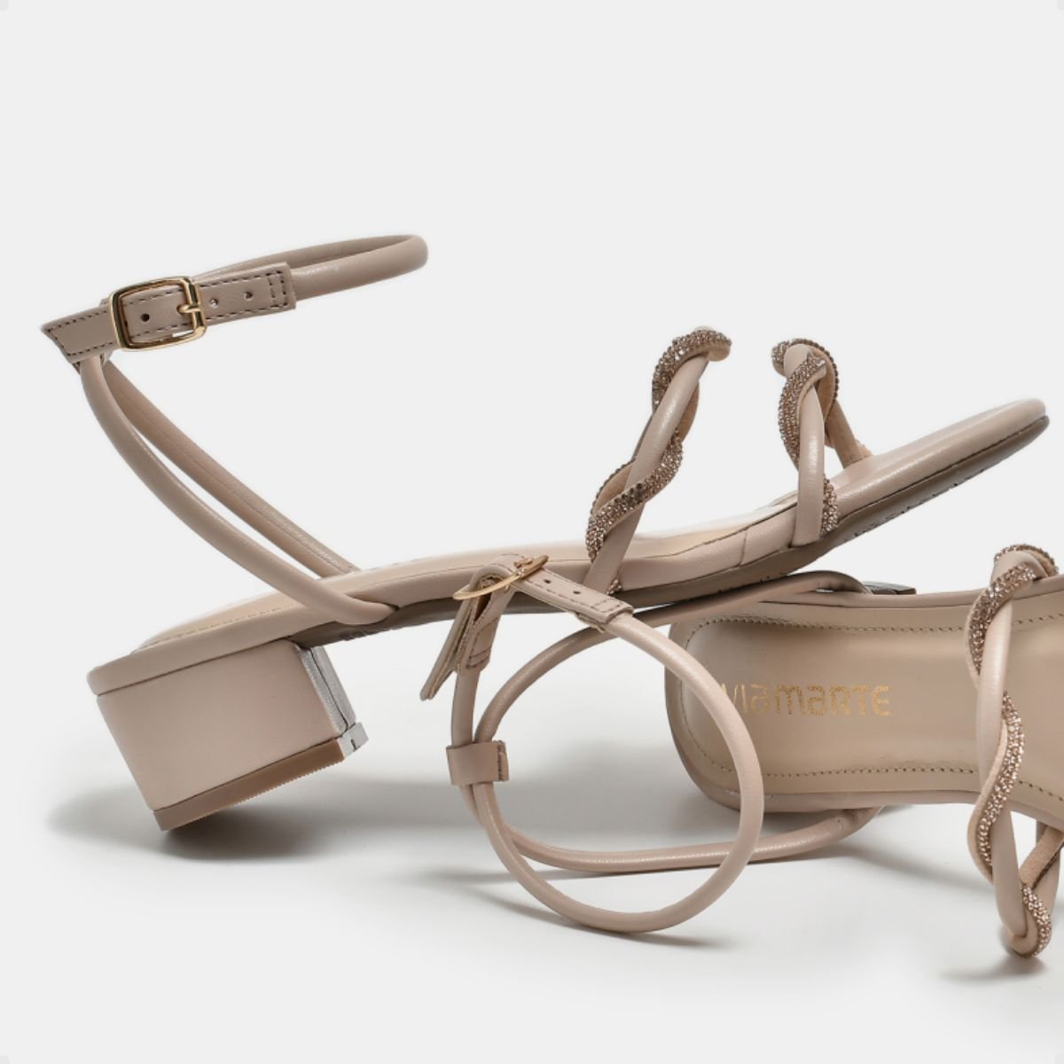 Sandália Feminina Salto Baixo Via Marte Creme Bege 5