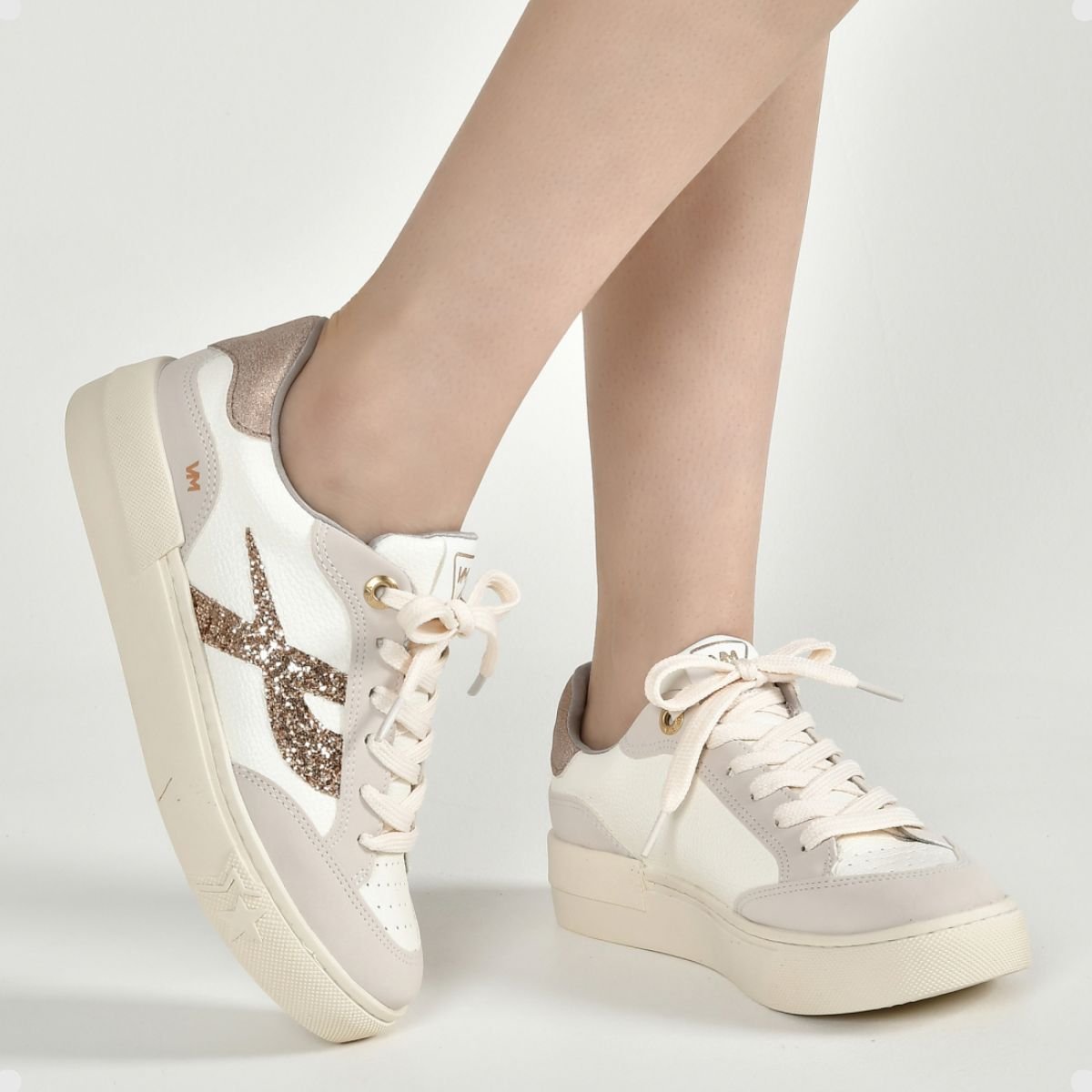 Tenis Moda Fem Via Marte  122-006-06- Bege 4