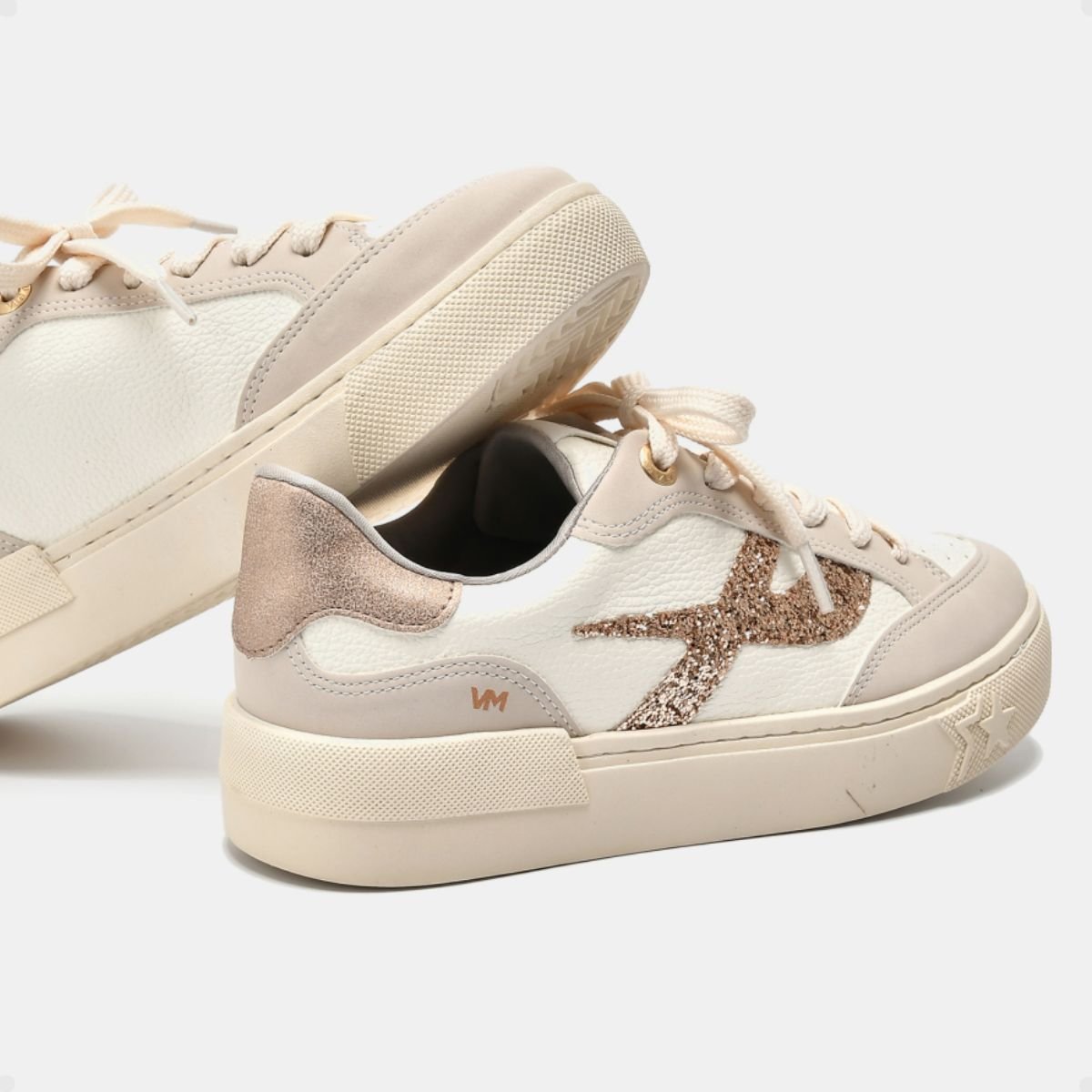 Tenis Moda Fem Via Marte  122-006-06- Bege 5