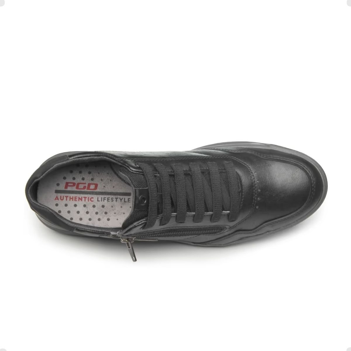 Sapatênis Masculino Em Couro Pegada Preto Preto 3