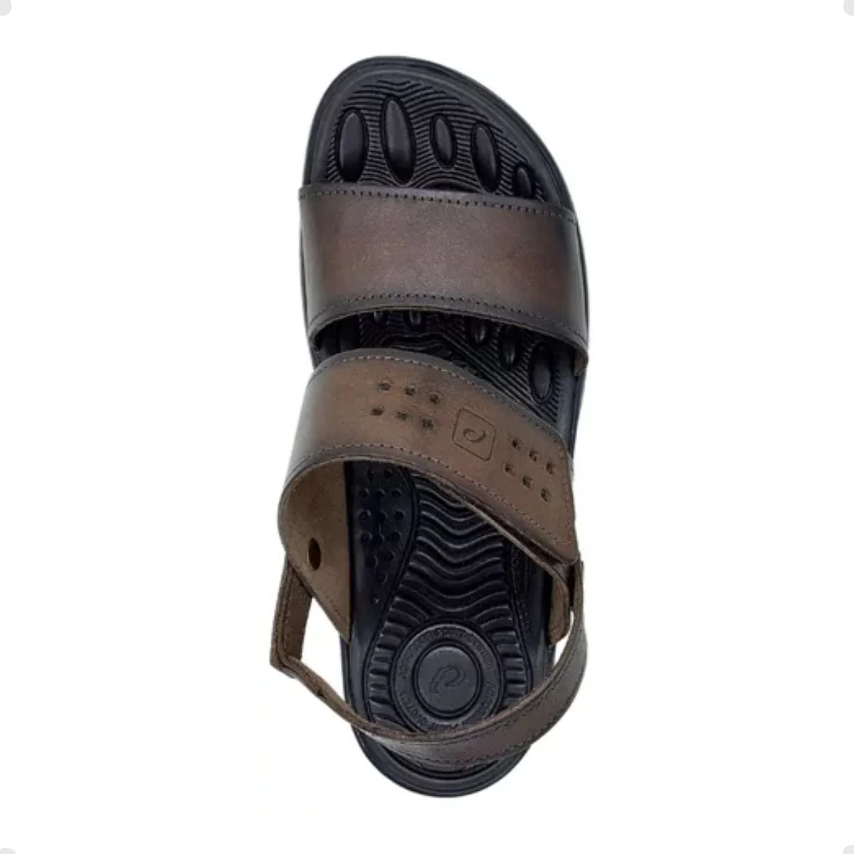 Sandália Masculina Em Couro Pegada Pinhão Marrom 2