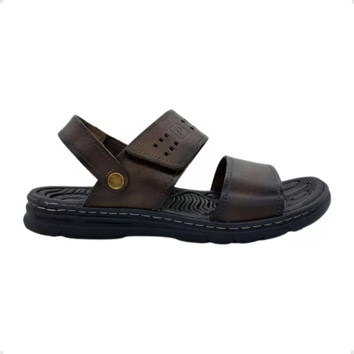 Sandália Masculina Em Couro Pegada Pinhão Marrom 5