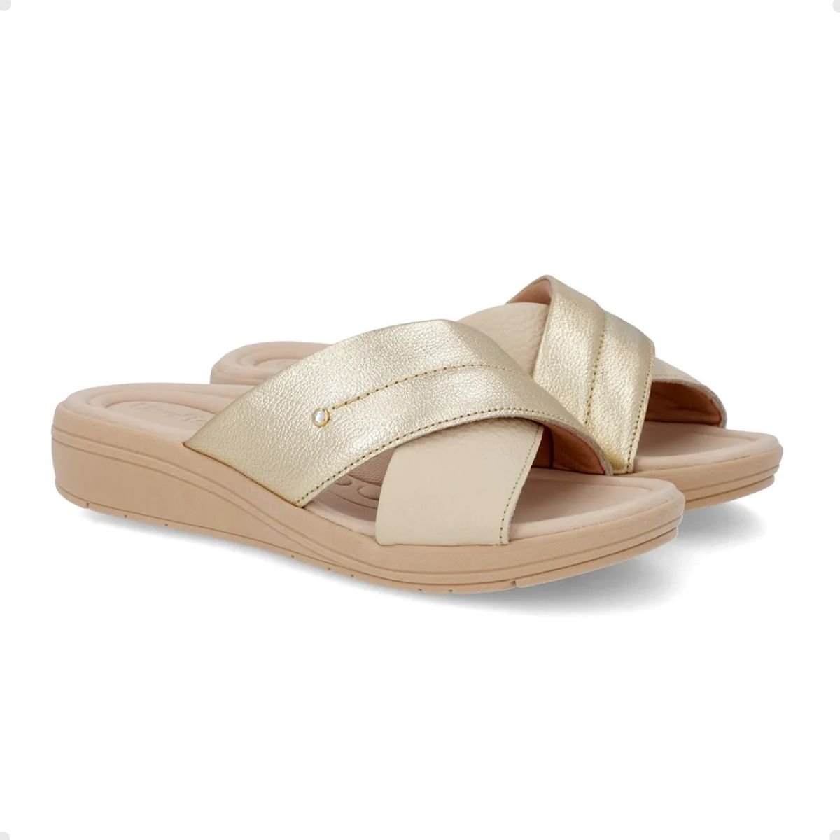 Tamanco Fem Anabela Usaflex  Ak0510-004 Dourado 2