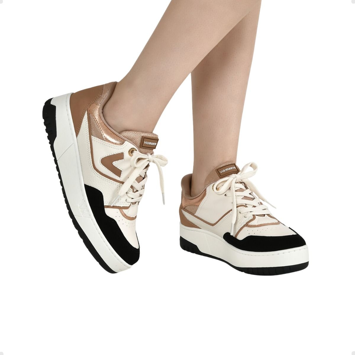 Tênis Moda Feminino Casual Via Marte Bege Bege 3