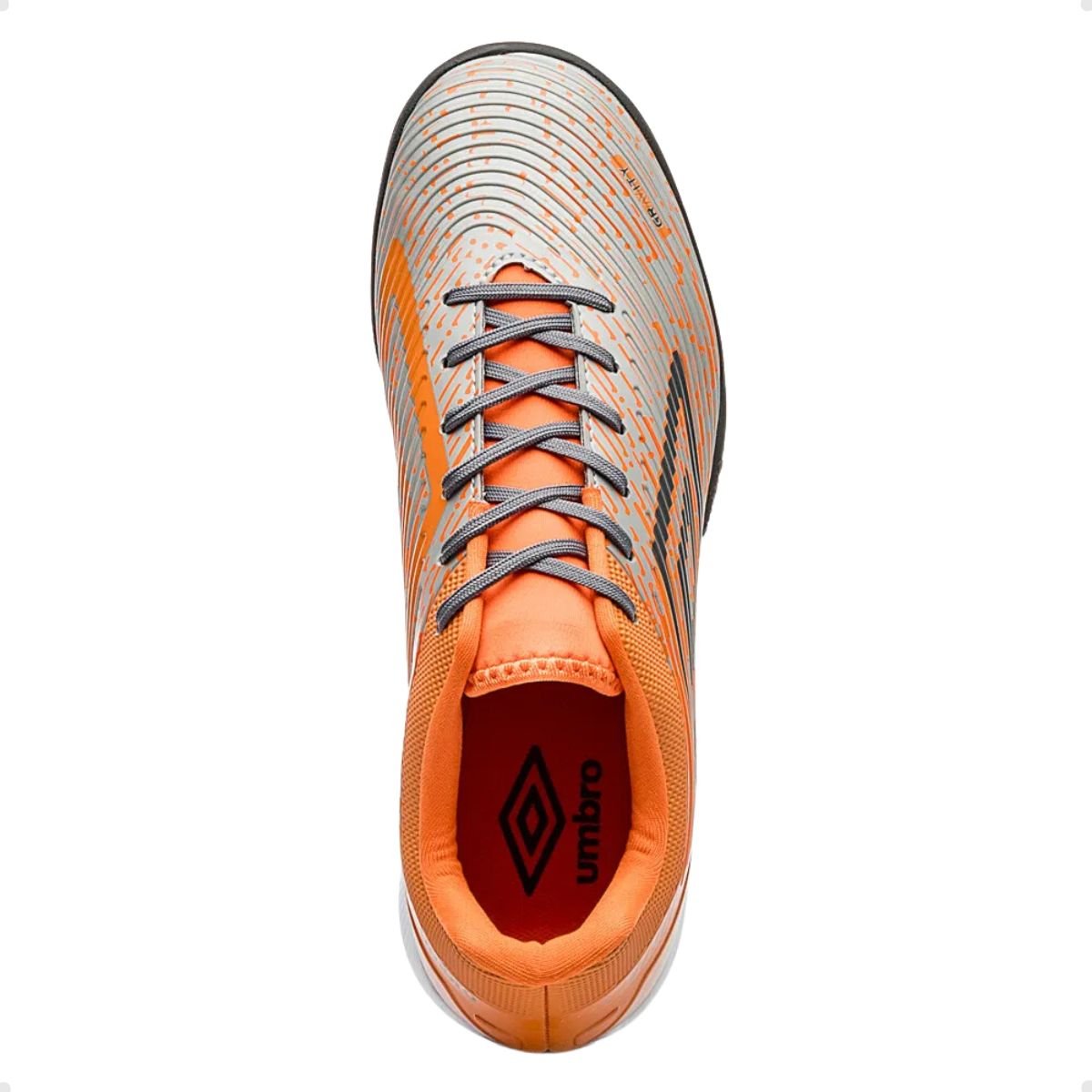 Chuteira Society Masculina Umbro Gravity Laranja Cinza 4
